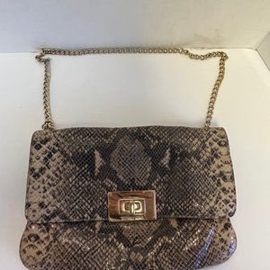 Michael Kors small clutch purse snake brown print with gold accessories